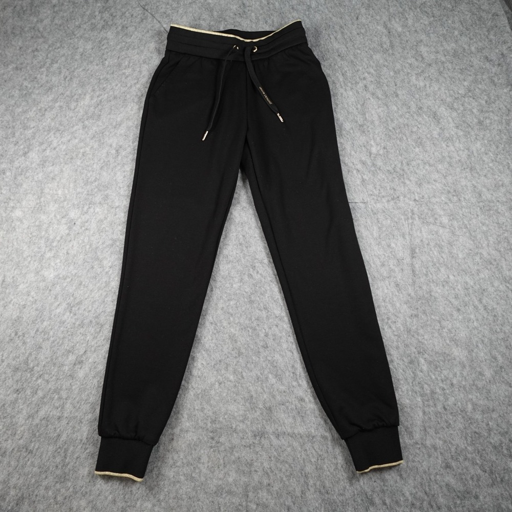 Armani‎ Exchange Pants Mens Extra Small Black Gold Trim Drawstring Jogger Logo